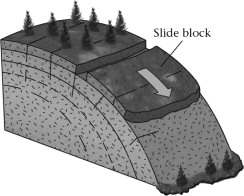 As shown in the figure below,________ may form parallel to slope surfaces in granite and become a failure surface.   A) bedding planes B) exfoliation joints C) foliation planes D) uplift planes