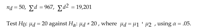 A paired difference experiment yielded the following results.