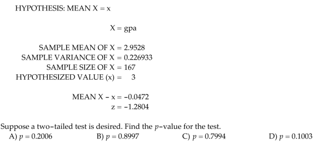 Consider the following printout.