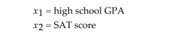A college admissions officer proposes to use regression to model a studentʹs college GPA at graduation in terms of the following two variables: The admissions officer believes the relationship between college GPA and high school GPA is linear and the relationship between SAT score and college GPA is linear. She also believes that the relationship between college GPA and high school GPA depends on the studentʹs SAT score. Write the regression model she should fit.
