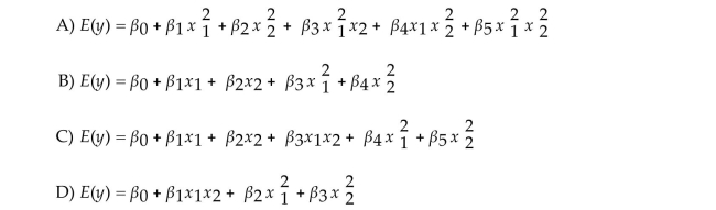 Which equation represents a complete second-order model for two quantitative independent variables?