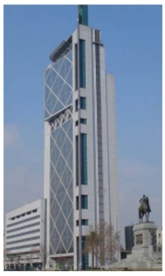   -The building above (Figure 3.36 in textbook) has been strengthened by  A)  adding infill walls. B)  adding frames to the exterior. C)  adding a buttress. D)  isolating the building from the ground. E)  adding braces.