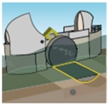 The radial gate in this figure (from Figure 11.38)is in closed position.  <div style=padding-top: 35px> 