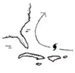 <strong>Referring to the hurricane's path represented in the figure below, the storm is likely moving around which of the following centres of pressure? </strong> A)high pressure centre B)low pressure centre