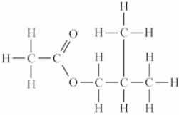 Isopentyl acetate (shown here)  is used as a flavoring agent in food.Its fragrance is that of bananas.What functional group(s)  is(are)  present in this compound?   A) Ester only B) Ketone only C) Ketone and ether D) Ester,ether,and ketone