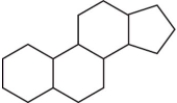 The family of compounds known as steroids share a common molecular framework of 17 carbon atoms that are arranged into four rings.Which is a representation of this common molecular framework? A)    B)    C)    D)   