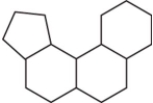 The family of compounds known as steroids share a common molecular framework of 17 carbon atoms that are arranged into four rings.Which is a representation of this common molecular framework? A)    B)    C)    D)   