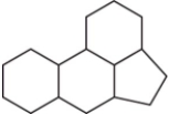 The family of compounds known as steroids share a common molecular framework of 17 carbon atoms that are arranged into four rings.Which is a representation of this common molecular framework? A)    B)    C)    D)   