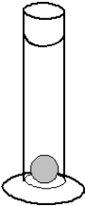 In an experiment a solid sphere is placed in a cylinder containing the organic solvent cyclohexane (density = 0.778 g/mL) .   Based on this picture, the sphere has a density: A) greater than 0.778 g/mL B) less than 0.778 g/mL C) about the same as 0.778 g/mL D) The image does not provide enough information to answer.