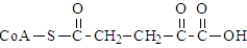 The following compound undergoes oxidative decarboxylation using coenzyme A (CoA)  as the thiol.   Which of the following is a product of this reaction? A)    B)    C)    D)   
