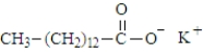 Consider the structure of propyl myristate.   Saponification using KOH would produce the  soap  shown below.  