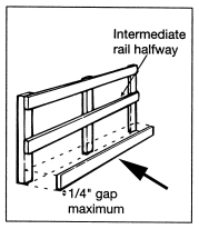 What accessory to a standard railing is shown in the diagram and indicated by a large arrow?  