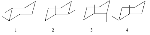 Which of the following have a cis configuration?   A) 2 B) 1 and 2 C) 2 and 4 D) 1,2,and 4 E) 1 and 4