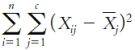 The formula given below yields the ____.   A) total sum of squares B) between-group sum of squares C) within-group sum of squares D) mean squares between groups