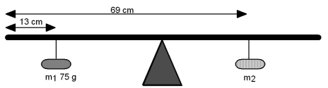 <strong>A meter stick of mass 150 g is pivoted at its center.A mass m<sub>1</sub> of 75.0 g is suspended 13.0 cm from the left end of the meter stick.How much mass m<sub>2</sub> must be suspended 69.0 cm from the left end of the meter stick to achieve rotational equilibrium? </strong> A)19.4 g B)56.3 g C)98.2 g D)146.g E)38.5 g