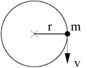 A small object with a mass of m = 658 g is whirled at the end of a rope in a vertical circle with a radius of r = 137 cm.When it is at the location shown,(mid-height) ,and its speed is v = 5.54 m/s,calculate the direction of the total force acting on the mass.(as measured from a line drawn from m to the center of the circular path)    A) 23.7<sup>o</sup> clockwise B) 23.7<sup>o</sup> counterclockwise C) 66.3<sup>o</sup> clockwise D) 66.3<sup>o</sup> counterclockwise E) 0.00<sup>o</sup> 