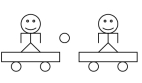 Starting at rest,two students standing on massless carts pass a 7.0-kg ball back and forth.The student on the left has a mass of 40 kg and can throw the ball with a relative speed of 9.0 m/s.The student on the right has a mass of 30 kg.If the ball is thrown horizontally from the student on the left to the student on the right,how fast,relative to the student on the left will the student on the right move after catching the pass?   A) 0.9 m/s B) 1.7 m/s C) 2.8 m/s D) 3.0 m/s E) 3.9 m/s 