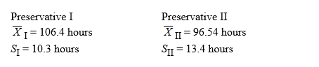 TABLE 10-14 The use of preservatives by food processors has become a controversial issue.Suppose two preservatives are extensively tested and determined safe for use in meats.A processor wants to compare the preservatives for their effects on retarding spoilage.Suppose 15 cuts of fresh meat are treated with preservative I and 15 are treated with preservative II,and the number of hours until spoilage begins is recorded for each of the 30 cuts of meat.The results are summarized in the table below.    -Referring to Table 10-14,suppose α = 0.05.Which of the following represents the result of the relevant hypothesis test? A) The alternative hypothesis is rejected. B) The null hypothesis is rejected. C) The null hypothesis is not rejected. D) Insufficient information exists on which to make a decision.