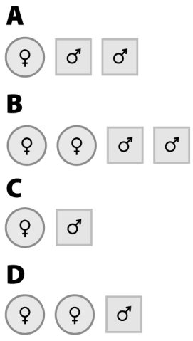 Name the four mating systems represented in the figure below.  