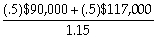   PV(equity cash flows)=   = $90,000 C/F (weak economy)= $90,000 (unlevered)- $45,000(1.05)(debt)= $42,750 (levered) C/F (strong economy)= $117,000 (unlevered)- $45,000(1.05)(debt)= $69,750 (levered) Returns =  