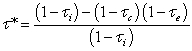 Consider the following formula:   The term τ<sub>e</sub> is A)  the effective personal tax rate on equity. B)  the effective tax advantage of debt. C)  the effective corporate tax rate on income. D)  the effective personal tax rate on interest income.