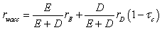Consider the following equation:   The term E in this equation is A)  the dollar amount of equity. B)  the dollar amount of debt. C)  the required rate of return on debt. D)  the required rate of return on equity.
