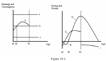 <strong> Refer to Figure 10.1.Which line represents saving?</strong> A) b B) h C) f + i D) d