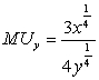 Suppose the consumer's utility function is given by U(x,y)  = x<sup>1/4</sup>y<sup>3/4</sup> where     The equation for this consumer's demand curve for   is A)    B)    C)    D)    