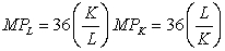 Suppose for a particular production function that   If the price of capital is $5 per unit and the price of labor is $125 per unit,at the cost-minimizing combination of capital and labor the firm should employ A)  five times as much labor as capital. B)  five times as much capital as labor. C)  125/36 units of capital and 5/36 units of labor. D)  36/125 units of capital and 36/5 units of labor. 