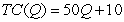 Suppose a firm's short run total cost curve can be expressed as S   .This firm's short-run average total cost curve can be expressed as A)    . B)    . C)  50. D)  10. 