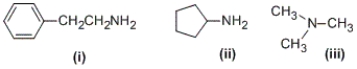 <strong>Which of the following compounds are primary aliphatic amines? </strong> A) (i) and (ii) only B) (i) and (iii) only C) (ii) and (iii) only D) (i) only