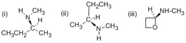 <strong>Which of the following compounds is (S)-N-methyl-2-butanamine? </strong> A) (i) only B) (ii) only C) (iii) only D) (i) and (ii) only