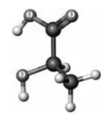 Consider the following ball-and-stick model. Atoms other than carbon and hydrogen are indicated by the chemical symbol of the element.   The specific rotation of this substance is +2.6°. Which of the following describes this substance? A)  rotates the plane of polarized light in a clockwise direction B)  levorotatory C)  both a and b D)  neither a nor b