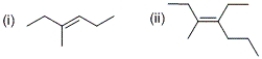 What is the configuration of each of the alkenes shown below?   A)  (i)  cis (ii)  cis B)  (i)  trans (ii)  trans C)  (i)  cis (ii)  trans D)  (i)  trans (ii)  cis
