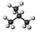 Consider the following ball and stick model.   Which of the following represents a constitutional isomer of this compound? A)  methylpropane B)  CH<sub>3</sub>CH<sub>2</sub>CH<sub>2</sub>CH<sub>2</sub>CH<sub>3</sub> C)    D)  None represent constitutional isomers.