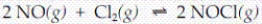 For the reaction   at 25°C equilibrium is established when [NOCl] = 2.6 M, [NO] = 0.34 M and [Cl<sub>2</sub>] = 1.4 M. What is the equilibrium constant for this reaction? A)  0.099 B)  0.18 C)  5.4 D)  4.22 × 10<sup>1</sup>