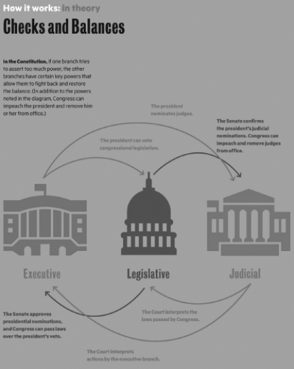    Provide several concrete examples of checks and balances that are in the U.S. Constitution.