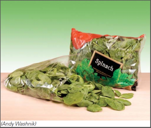 What chemical group is used to treat spinach before it is packaged for the consumer?   A) Heavy metals B) Halogens C) Alcohols D) Phenols