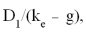 Future stock value is equal to P<sub>o</sub>=    assuming constant growth in dividends.