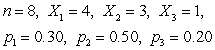 Use the multinomial formula and find the probability for the following data.   A)  0.057 B)  0.095 C)  0.333 D)  0.851