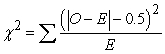 The method that uses the formula   is called the __________ correction for continuity.