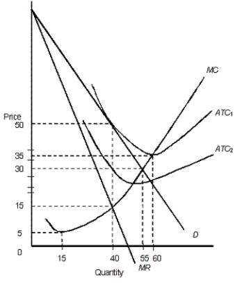 The figure below shows the revenue and cost curves of a monopolistically competitive firm.Figure: 12.2    In the figure, D: Demand curve MR: Marginal revenue curve ATC<sub>1</sub> and ATC<sub>2</sub>: Average total cost curves MC: Marginal cost curve -In contrast to perfect competition, in a monopolistically competitive industry: A) new firms entering the market produce a good that is identical to the existing ones. B) new firms entering the market produce a completely different product. C) there are legal restrictions on the entry of new firms. D) new firms entering the market produce a close substitute, not an identical or standardized product. E) new firms are allowed to enter the industry but there are legal restrictions on their exit.