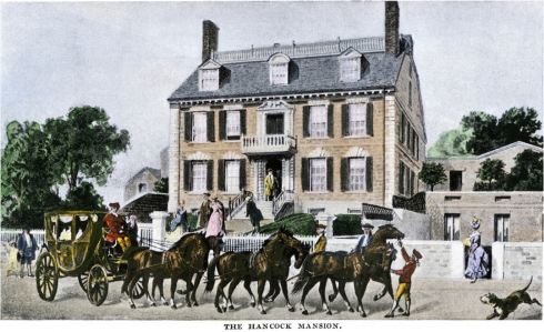   -The architectural style of Hancock Mansion in Boston shown in the image is modeled after buildings in __________. A)  Spain B)  Russia C)  England D)  France