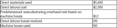 Star Corporation manufactures custom molds for use in the extrusion industry.The company allocates manufacturing overhead based on machine hours.Selected data for costs incurred for Job 732 are as follows:   What is the manufacturing cost of Job 732? A) $8,100 B) $11,700 C) $11,100 D) $3,600