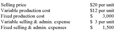 The following data pertain to last month's operations:   The break-even point in dollars is: A)  $6,000. B)  $7,500. C)  $11,250. D)  $18,000.