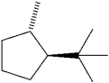What is the IUPAC name of the following compound?   A) trans-1-isopropyl-4-methylcyclopentane B) cis-1-tert-butyl-2-methylcyclopentane C) trans-1-tert-butyl-2-methylcyclopentane D) cis-1-isopropyl-2-methylcyclopentane
