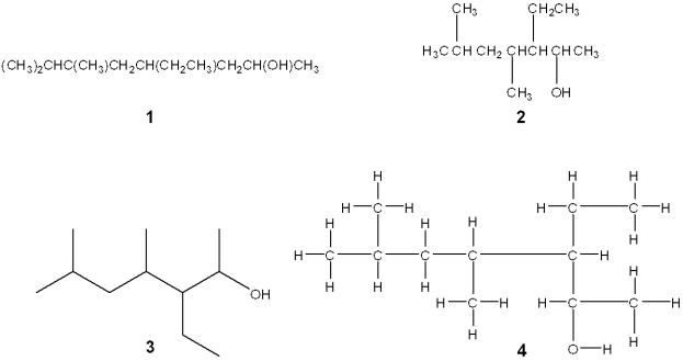 Which of the following structures is different from the other three?   A) 1 B) 2 C) 3 D) 4