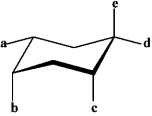 In the following structure the positions labeled a and d are equatorial positions.  