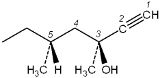 What is the configuration of the two chiral centers in the following molecule?   A) 3R,5R B) 3R,5S C) 3S,5R D) 3S,5S