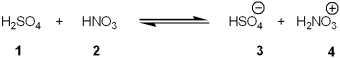 Which species is the conjugate acid in the following acid-base reaction?   A) 1 B) 2 C) 3 D) 4